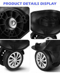 Close-up view of the 4 Piece Universal Luggage Wheels Replacement Kit For Suitcases, 360 Degree Silent Swivel Casters, Easy Install Rubber Rollers For Travel Bags, Trolley Wheels, Precise Fit Verified By Wheel Diameter And Mounting Hole Distance showing the wheel details and mounting holes.