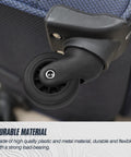 Close-up of swivel caster wheel from Four Piece 50mm Luggage Replacement Wheel Kit For Travel Suitcases Swivel Caster Wheels With Smooth Rubber Tread And Stainless Steel Axles Durable For Hard And Soft Shell Suitcases installed on suitcase