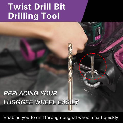 Twist drill bit tool for easy install in 50mm Luggage Wheel Replacement Kit With Precision Ball Bearings 4 Pcs Swivel Caster Wheels.
