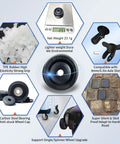 Eight Pack Luggage Wheels Replacement Set Compatible With Most Suitcases Spinners Rolling Duffels And Carry Ons 38mm Diameter 17mm Rim Width 21mm Overall Width TPE Bearings Quiet Smooth Rolling Repair Kit For Travel with additional features and compatibility details displayed.