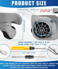 Product size illustration showing 4 Pcs Large Gray Luggage Wheels Replacement Kit with Left and Right Swivel Casters dimensions.