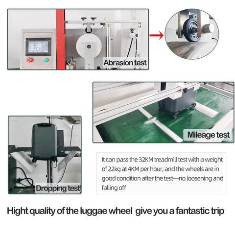 Quality tests of 50mm Luggage Wheel Replacement Kit With Precision Ball Bearings 4 Pcs Swivel Caster Wheels for durability and performance.