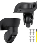2 Pcs Luggage Wheels Replacement Compatible with American Tourister with screws and screwdriver for easy suitcase repair.