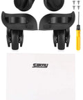 4 Pcs Large Luggage Wheels Replacement Kit with Left and Right Swivel Casters featuring mute bearings and screwdriver for suitcase repair.