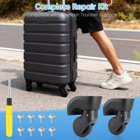 2 Pcs Luggage Wheels Replacement Compatible with American Tourister Featuring Wear Resistant 360 Degree Silent Spinner Casters