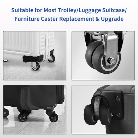Eight Pack Luggage Wheels Replacement Set Compatible with Most Suitcases Spinners Rolling Duffels and Carry Ons