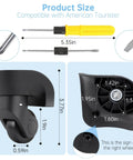 2 Pcs Luggage Wheels Replacement Compatible with American Tourister showing product dimensions and included screws and screwdriver.