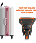 2 Pcs Luggage Replacement Wheels Model A73 with 360 Degree Swivel Rubber Casters displayed on suitcase, showcasing triangle design.