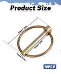 Beefy Lynch Pin Assortment Kit, 10 Heavy Duty Shaft Locking Pins With Ring, shown with dimensions 4.5mm x 36mm