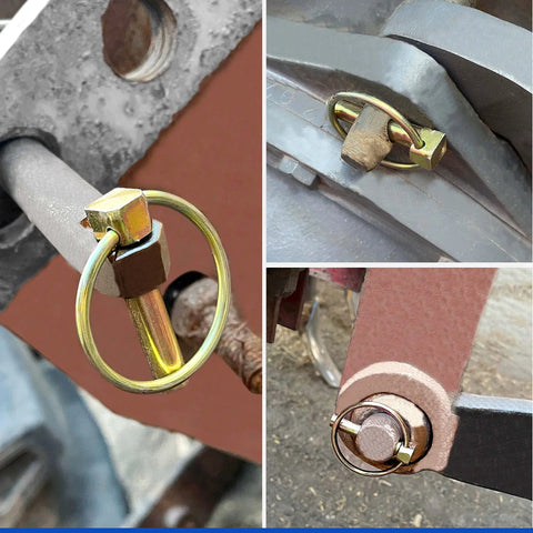 Lynch Pin Assortment Kit For Trucks Tractors Trailers And More With 6 Pins 7/16 X 1-3/4 Inches shown securing equipment