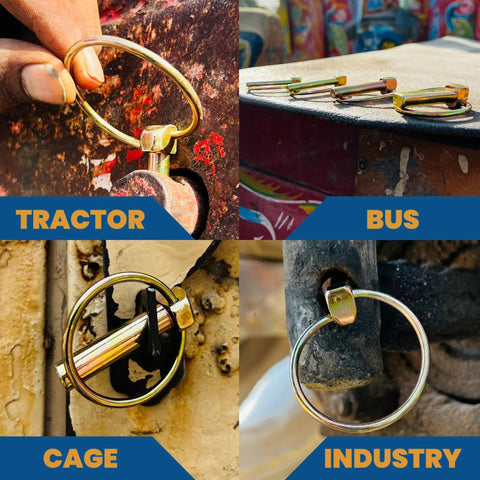 Lynch Pin Assortment Kit For Trucks Tractors Trailers And More With 6 Pins 7/16 X 1-3/4 Inches Stainless Steel Lynch Pins shown in use.