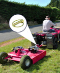 Heavy Duty Lynch Pin Assortment Kit 30-Piece Set securing a tow hitch on a lawn mower trailer