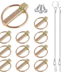Lynch Pin And Lanyard Cable Kit With Quick Release Rings For Farm Gear - 15Pcs Of 7 Sixteenth Inch By One And Three Quarters Inch Pins, 2 Stainless Steel Lanyard Cables, Durable 304 Stainless, Built For Tractors Trailers Trucks Mowers