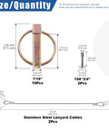 Detailed view of Lynch Pin And Lanyard Cable Kit With Quick Release Rings For Farm Gear, showing pin and lanyard dimensions.