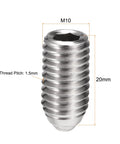 Ball Point Set Screws M10 X 20mm 304 Stainless Steel Ball Plunger Hex Socket Drive Screw for Precision Positioning