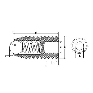 M10 20mm Long Stainless Steel Ball Plunger / Hex Head - VXB Ball Bearings