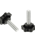 M10 x 35mm Thread Star Knobs Two Pack with Clamping Handle and Bolts for Umbrella Base Replacement, anti-slip plastic hand tightening screws.
