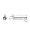 Technical drawing of SNSS-M10-75-FT NBK Hex Socket Head Cap Screws - Full Thread, illustrating dimensions and design details.