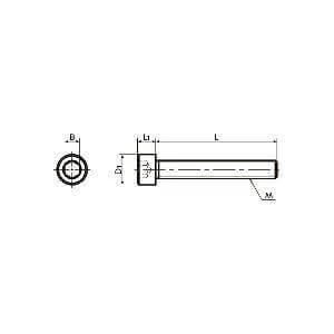 Technical drawing of SNSS-M10-75-FT NBK Hex Socket Head Cap Screws - Full Thread, illustrating dimensions and design details.