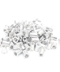 M10 Aluminum Pull Riveting Nuts Flat Head For Tight Spaces 100 Pcs Set WJ30045 in a pile, suitable for heavy duty use