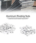 M10 100 Pcs Aluminum Flat Head Pull Riveting Nuts Set for Vertical Hardware Accessories Riveting Nuts Aluminum Fasteners WJ30045