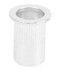 M10 100 Pcs Aluminum Flat Head Pull Riveting Nuts Set single aluminum rivet nut front view showing flat head design