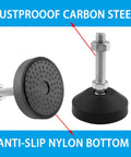 4 Pack Adjustable M10 Leveling Feet With T Nuts For Furniture And Machinery No Slip Swivel Threaded Rubber Feet With Nylon Bottom