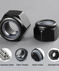 M10 1.5 Nylon Insert Lock Nuts Pack Of 20 Self Locking Nylock Nuts Hex Coarse Thread DIN 985 304 Stainless Steel Black Zinc Plated A2 70