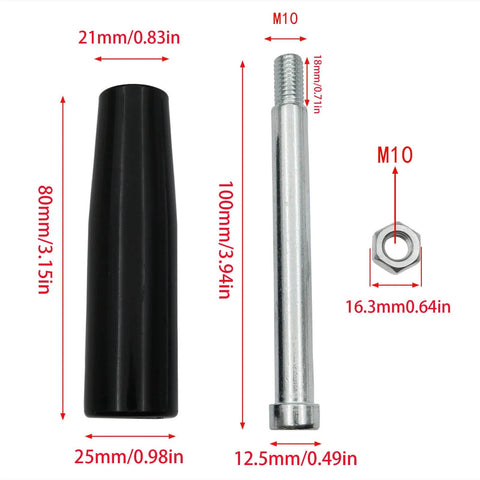 Two Pack M10 Revolving Hand Knob With Plastic Housing And Metal Nut For Lathe Tailstock Table Saw, showing dimensions and components