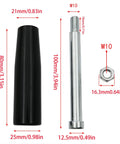 Revolving Hand Knob M10 Lathe Crank Knob Thread Handle 80mm Length, featuring plastic housing and metal nut with size dimensions.