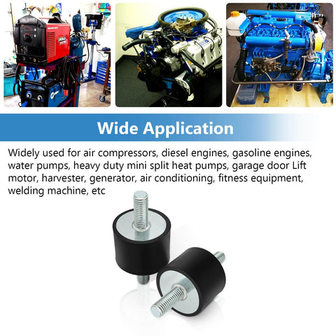 8 Piece M10 Rubber Isolation Mounts 40x30mm Double Studs Anti Vibration Shock Absorber Mounts for Various Machinery