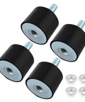 Reduce vibration and noise while protecting your equipment with a four pack of 40x30mm M10 rubber isolator mounts, bolts shown.