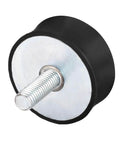 M10 Rubber Mounts Vibration Isolators Shock Absorbers For Motors And Machinery, Heavy Duty, Male Thread, Black, Front View