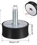 M10 Rubber Mounts Vibration Isolators Shock Absorbers For Motors And Machinery, Heavy Duty, Male Threads, 27mm Thread, 50mm Diameter
