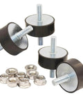 M10 Rubber Vibration Isolator Mounts Double Stud Shock Absorber Anti Vibration Silent Blocks For Cars Boats Motors Compressors Pumps 4 Pieces With 8 Lock Nuts