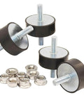 M10 Rubber Vibration Isolator Mounts Double Stud Shock Absorber Anti Vibration Silent Blocks For Cars Boats Motors Compressors Pumps 4 Pieces With 8 Lock Nuts