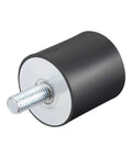 Durable M10 rubber vibration mount with a 40x40mm pad and 60 durometer rubber, featuring M10x23mm thread for shock absorption.