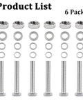 Six Piece M10 Hex Bolts And Nuts Set In 304 Stainless Steel With M10x60mm Fully Threaded Bolts, M10-1.25 Nuts, Flat And Spring Washers, Complete Bolt Fastener Kit For Caster Wheels, Furniture And Equipment Assembly