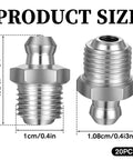 M10 Straight Hydraulic Grease Fittings Pack 20 Pieces Stainless Steel Zerk Fittings Product Size Diagram