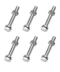 Six Piece M10 Hex Bolts And Nuts Set In 304 Stainless Steel With M10x60mm Fully Threaded Bolts, M10-1.25 Nuts, Flat And Spring Washers