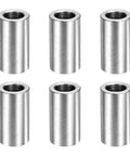 Six Piece M10 Stainless Steel Spacers Set Unthreaded Standoff Bushings For Screws Bolts 10x16x30mm arranged in two rows