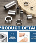 Six Piece M10 Stainless Steel Spacers Set Unthreaded Standoff Bushings For Screws Bolts 10x16x30mm Silver Finish