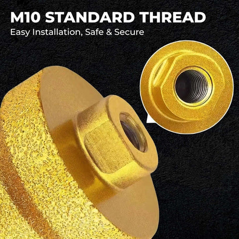 Close-up of Diamond Step Drill Bits 20 35 50mm Set with M10 thread interface for metal and concrete applications
