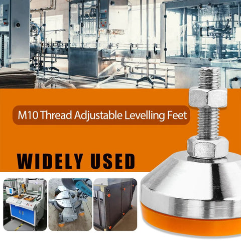 Heavy Duty M10 Thread Adjustable Machine Leveling Feet Set Of 2 With Tough Rubber Base For Grippy Non Slip Vibration Dampening And Stability Each Pad Handles Up To 1000KG Perfect For CNC Machines Heavy Furniture And Industrial Equipment By Evponk