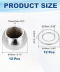 12Pcs M10 x 18mm Threaded Ball Knobs Set In Silver With 12 Spacers And Flat Washers For Lighting DIY Projects Carbon Steel