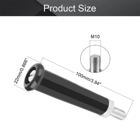 Revolving Handle Knobs M10 Threaded 22mm Head 100mm Height 2 Pack Plastic Metal For Machinery And Tools with size dimensions