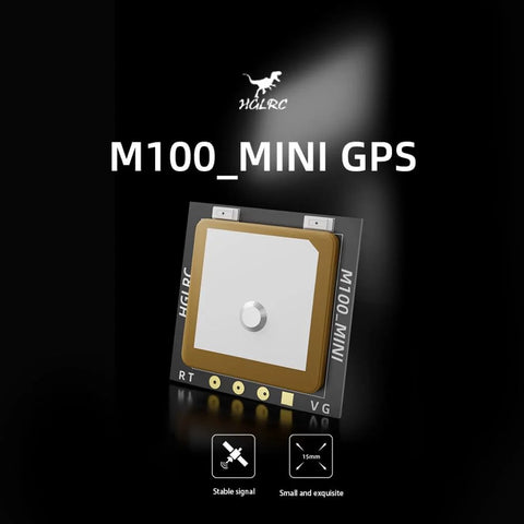 Mini M100 GPS Module For UBLOX Compatible With 2-7 Inch FPV Racing Drones, showing ceramic antenna and indicators.