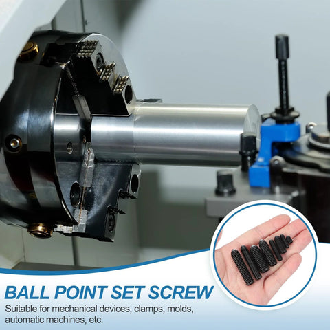 M10x35mm Ball Point Set Screws 10 Pcs Carbon Steel Hex Socket Spring Plungers Grub Screws in industrial machinery.