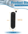 M10x35mm Ball Point Set Screws 10 Pcs Carbon Steel Hex Socket Spring Plungers Grub Screws, 35mm length, black