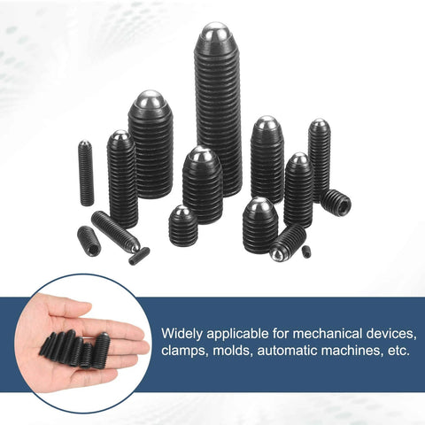5 Pack M10 X 40mm Screw Thread Ball Plungers With Hex Socket High Carbon Steel Spring Plungers For Tools, black finish.